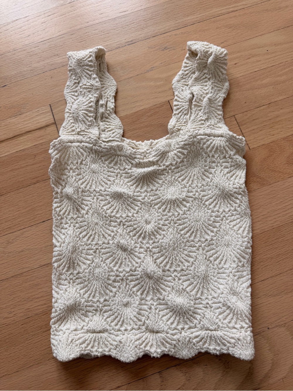 Free People Cream Crochet Sunburst Tank